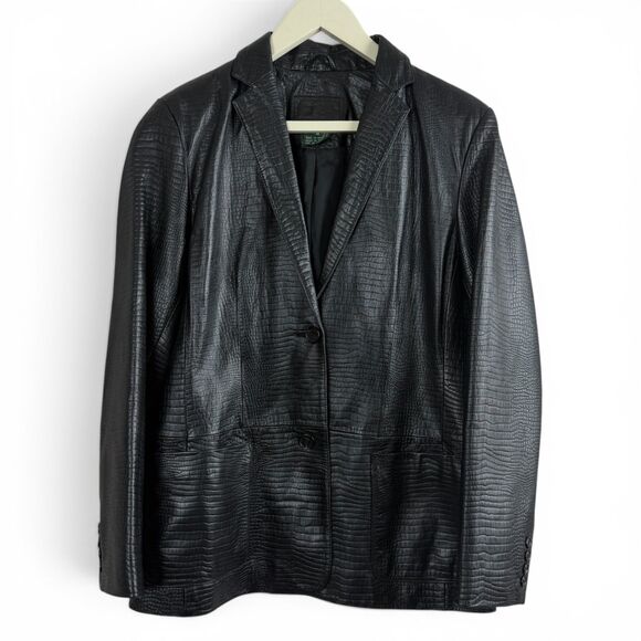 Lauren Ralph Lauren Jackets & Blazers - lauren ralph lauren women's vintage leather blazer jacket croc embossed medium